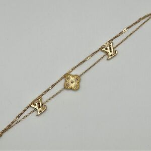 Gold Double Stranded Clover Charm Bracelet